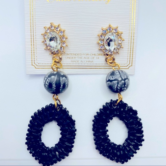 Chloe Accessory Jewelry - Earrings Crystal and Black Pierced! CUTE BRAND NEW